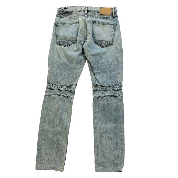 Hudson Mens Blinder Biker Moto‎ Light Acid Wash Distressed Jeans Size 31 x 32 - Picture 2 of 6